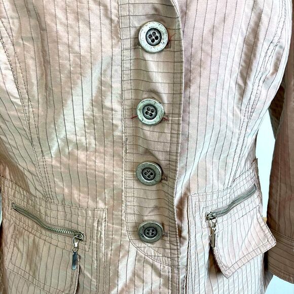 Finicky Filly Rare Elegant Blazer in Shimmery Pink w/ gray, zipped pockets - Picture 5 of 16